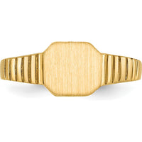 14K Yellow Gold Child's Satin Finish Open Back Signet Ring - Engravable 7.5x6.0mm by 0