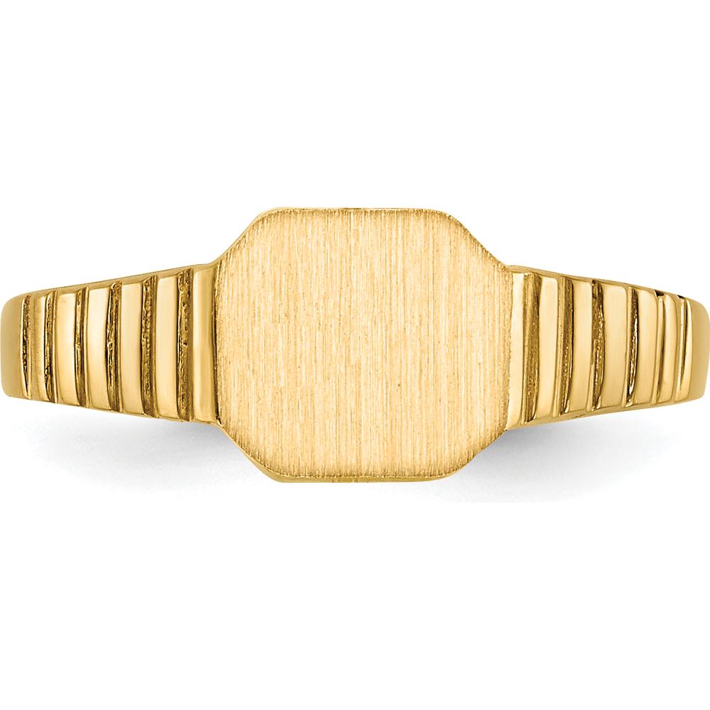14K Yellow Gold Child's Satin Finish Open Back Signet Ring - Engravable 7.5x6.0mm by 0