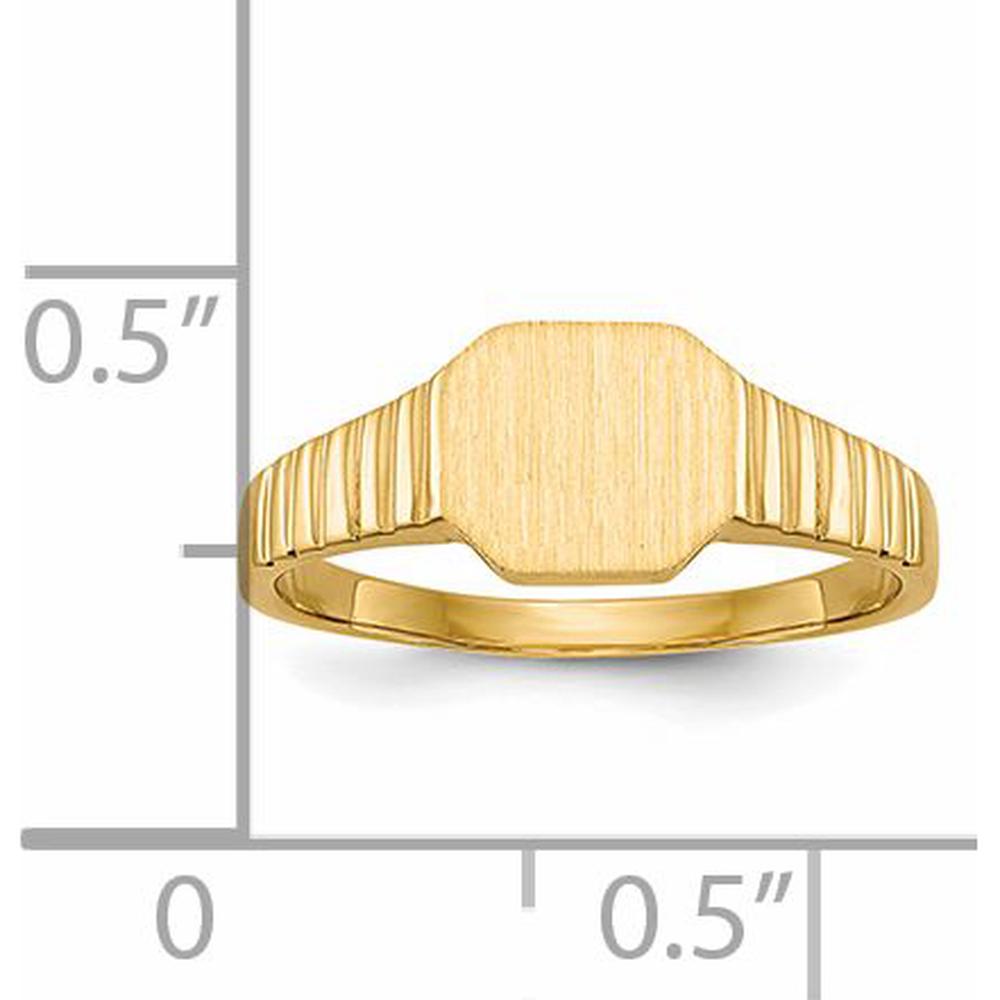 14K Yellow Gold Child's Satin Finish Open Back Signet Ring - Engravable 7.5x6.0mm by 0