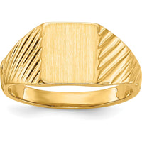 14K Yellow Gold Child's Signet Ring with Polished & Brushed Finish - Custom Engravable by 0