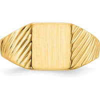 14K Yellow Gold Child's Signet Ring with Polished & Brushed Finish - Custom Engravable by 0