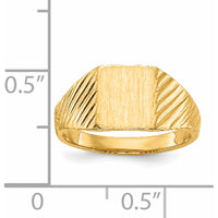 14K Yellow Gold Child's Signet Ring with Polished & Brushed Finish - Custom Engravable by 0
