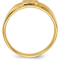 14K Yellow Gold Child's Signet Ring with Round Diamond - 0.004 Carat Total Diamond Weight by 0