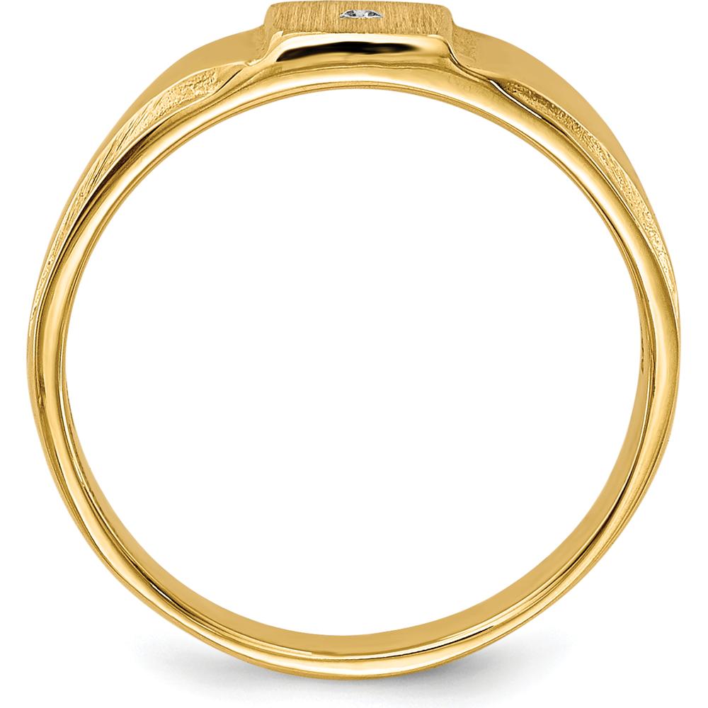 14K Yellow Gold Child's Signet Ring with Round Diamond - 0.004 Carat Total Diamond Weight by 0
