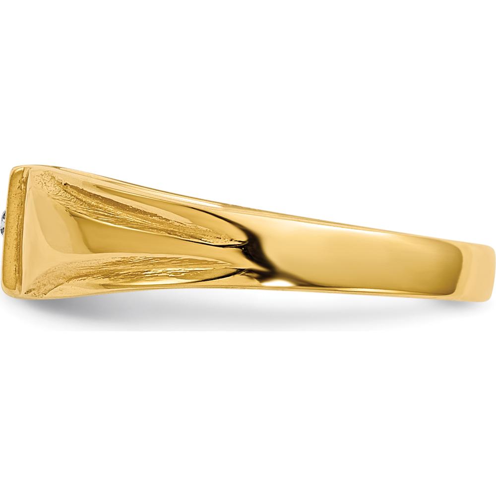 14K Yellow Gold Child's Signet Ring with Round Diamond - 0.004 Carat Total Diamond Weight by 0