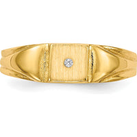 14K Yellow Gold Child's Signet Ring with Round Diamond - 0.004 Carat Total Diamond Weight by 0