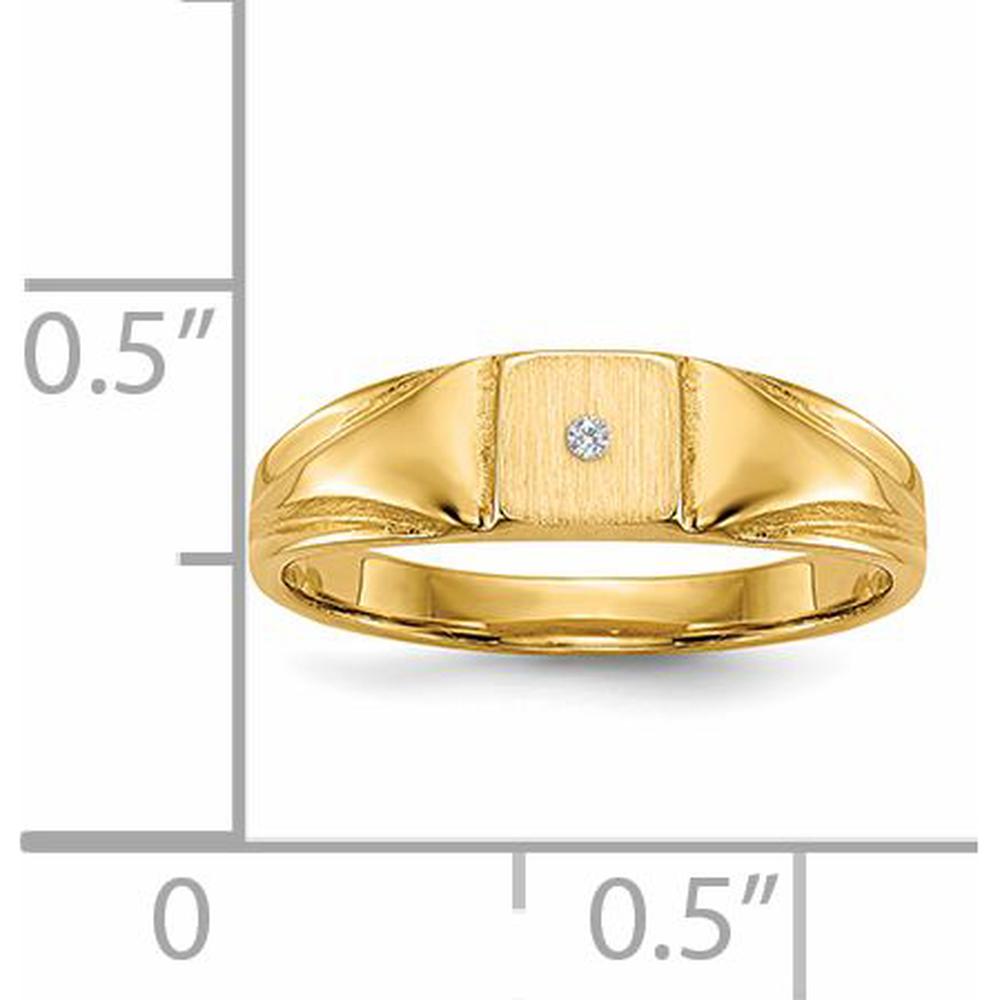 14K Yellow Gold Child's Signet Ring with Round Diamond - 0.004 Carat Total Diamond Weight by 0