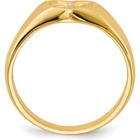 14K Yellow Gold Child's Signet Ring with Round Diamond Accent - 0.004 Carat Total Diamond Weight by 0