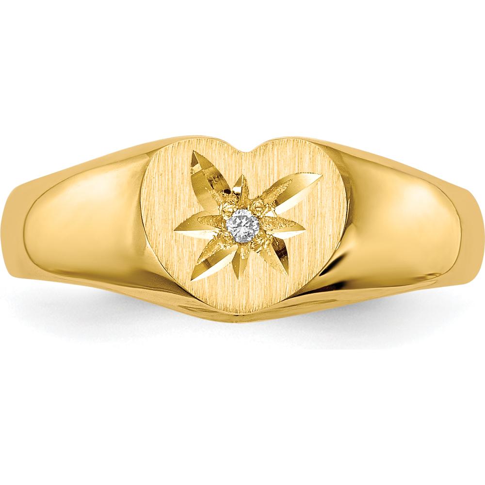 14K Yellow Gold Child's Signet Ring with Round Diamond Accent - 0.004 Carat Total Diamond Weight by 0