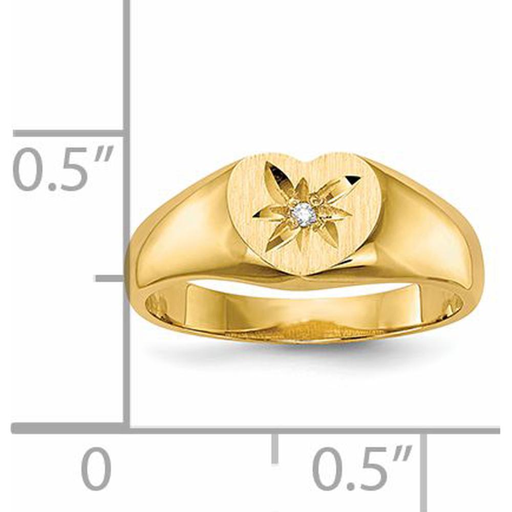 14K Yellow Gold Child's Signet Ring with Round Diamond Accent - 0.004 Carat Total Diamond Weight by 0