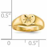 14K Yellow Gold Child's Signet Ring with Round Diamond Accent - 0.004 Carat Total Diamond Weight by 0