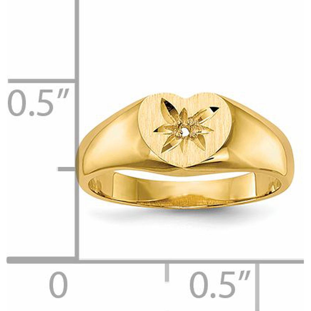 14K Yellow Gold Child's Signet Ring with Round Diamond Accent - 0.004 Carat Total Diamond Weight by 0