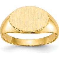 14K Yellow Gold Child's Signet Ring with Satin and Polished Finish - 11.0x7.5mm Top by 0