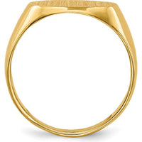 14K Yellow Gold Child's Signet Ring with Satin and Polished Finish - 11.0x7.5mm Top by 0