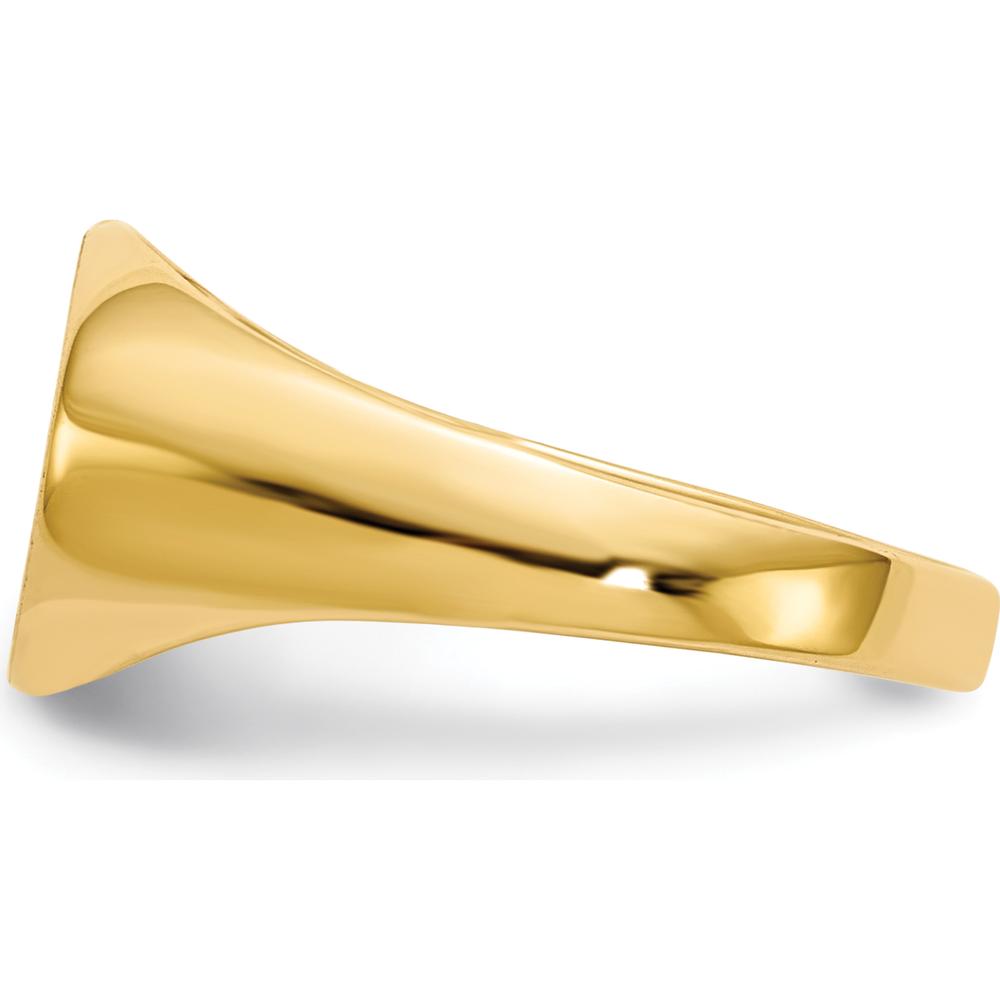 14K Yellow Gold Child's Signet Ring with Satin and Polished Finish - 11.0x7.5mm Top by 0