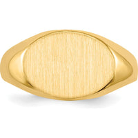 14K Yellow Gold Child's Signet Ring with Satin and Polished Finish - 11.0x7.5mm Top by 0