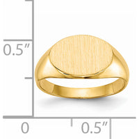 14K Yellow Gold Child's Signet Ring with Satin and Polished Finish - 11.0x7.5mm Top by 0