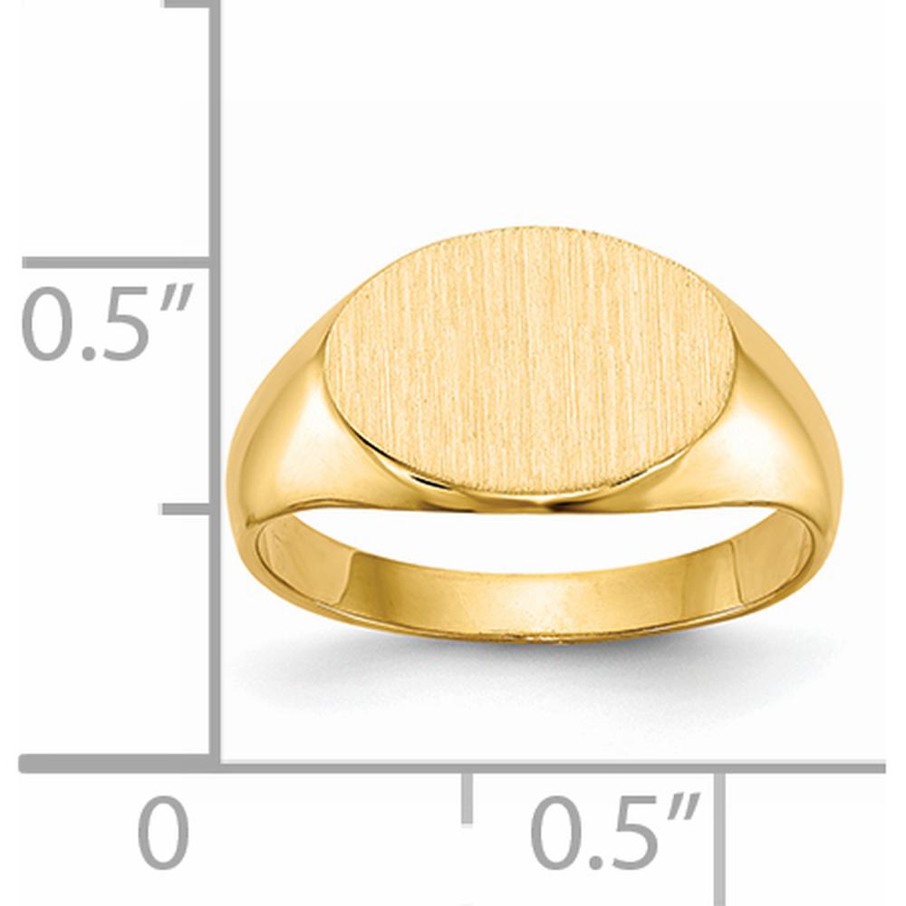 14K Yellow Gold Child's Signet Ring with Satin and Polished Finish - 11.0x7.5mm Top by 0
