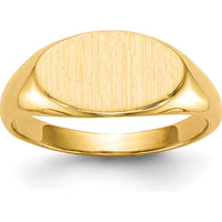 14K Yellow Gold Child's Signet Ring with Satin and Polished Finish - 6.5x11.0mm by 0