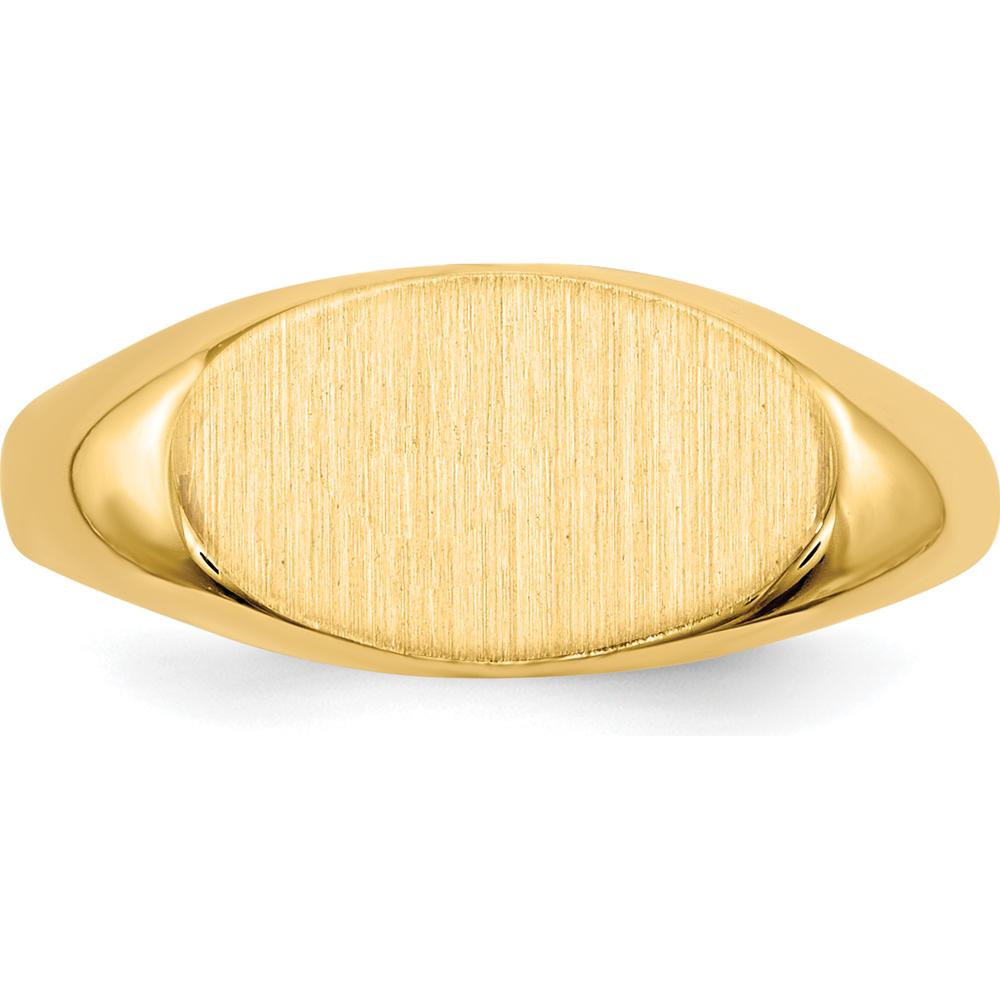 14K Yellow Gold Child's Signet Ring with Satin and Polished Finish - 6.5x11.0mm by 0