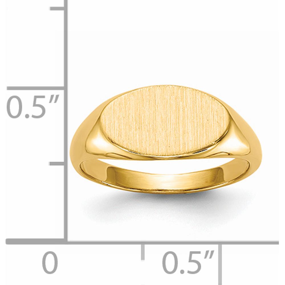14K Yellow Gold Child's Signet Ring with Satin and Polished Finish - 6.5x11.0mm by 0