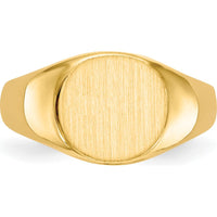 14K Yellow Gold Child's Signet Ring with Satin and Polished Finish - Engravable Design by 0
