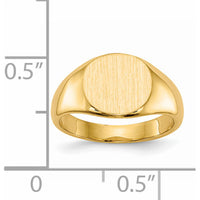 14K Yellow Gold Child's Signet Ring with Satin and Polished Finish - Engravable Design by 0
