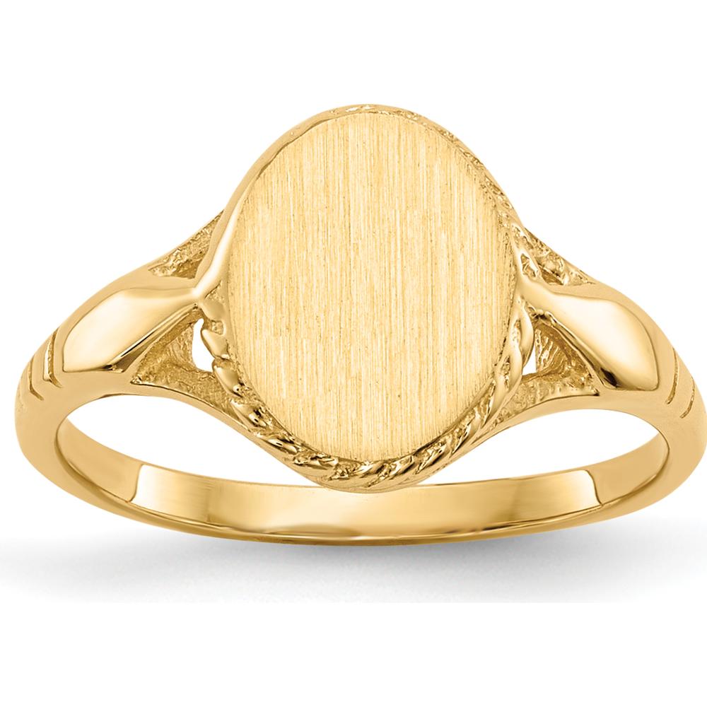 14K Yellow Gold Child's Signet Ring with Satin Finish - 8.5x6.5mm Top by 0