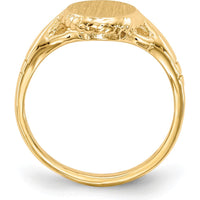 14K Yellow Gold Child's Signet Ring with Satin Finish - 8.5x6.5mm Top by 0