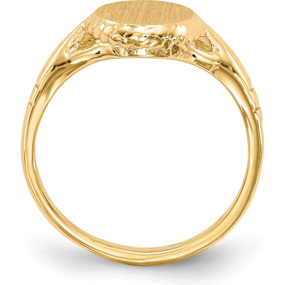 14K Yellow Gold Child's Signet Ring with Satin Finish - 8.5x6.5mm Top by 0