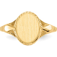 14K Yellow Gold Child's Signet Ring with Satin Finish - 8.5x6.5mm Top by 0