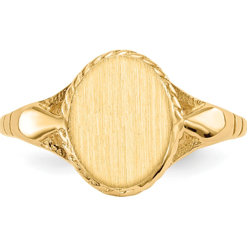 14K Yellow Gold Child's Signet Ring with Satin Finish - 8.5x6.5mm Top by 0