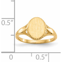 14K Yellow Gold Child's Signet Ring with Satin Finish - 8.5x6.5mm Top by 0