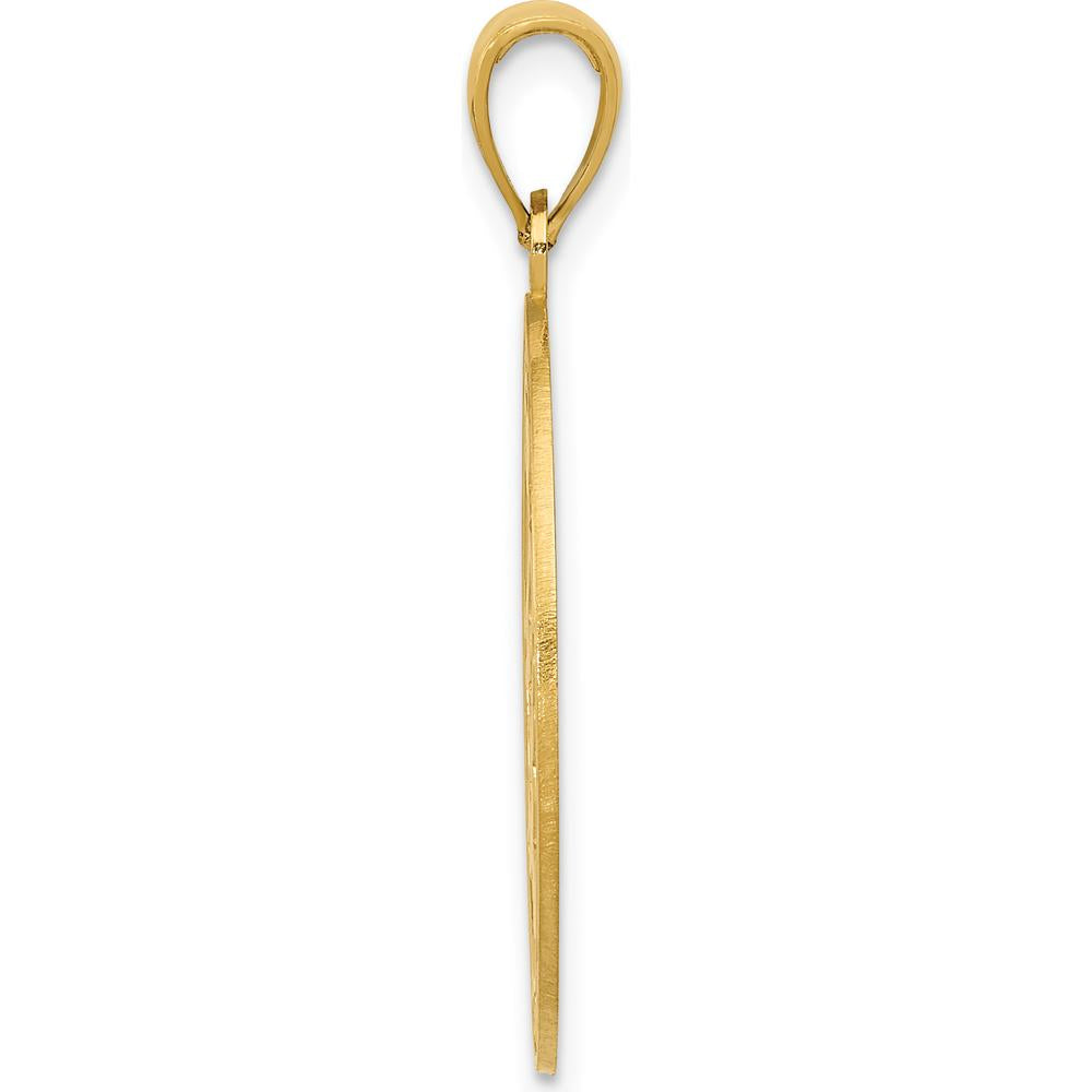 14K Yellow Gold Chinese Happiness Symbol Pendant in Oval Frame - 32mm Length by Oro Pregiato