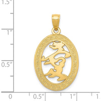 14K Yellow Gold Chinese Happiness Symbol Pendant in Oval Frame - 32mm Length by Oro Pregiato