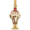 14K Yellow Gold Chocolate Ice Cream Sundae with Cherry Top Charm by Oro Pregiato