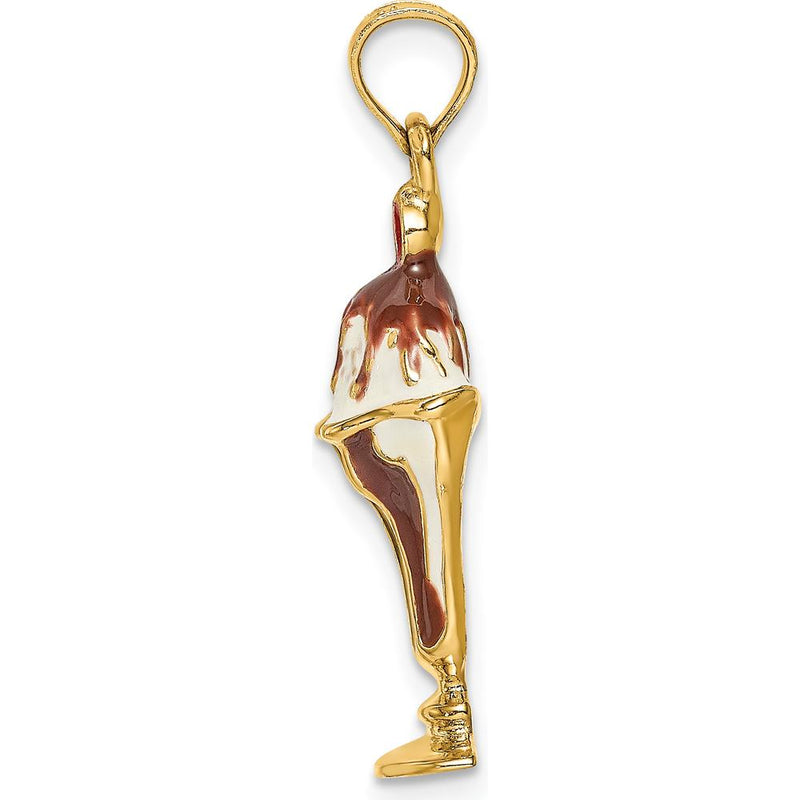 14K Yellow Gold Chocolate Ice Cream Sundae with Cherry Top Charm by Oro Pregiato