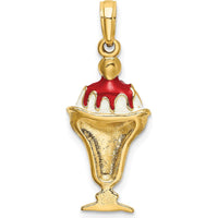 14K Yellow Gold Chocolate Ice Cream Sundae with Cherry Top Charm by Oro Pregiato