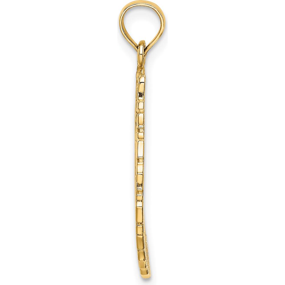 14K Yellow Gold Christmas Wreath Pendant with Textured Bells and Bow - 27.25mm Length by Oro Pregiato