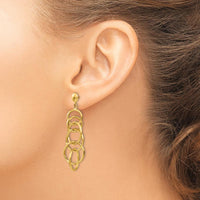 14K Yellow Gold Circle Drop Post Earrings - Polished Finish, 46mm Length by 0
