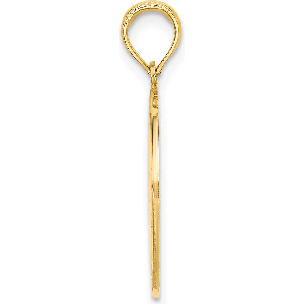 14K Yellow Gold Circle Engravable Pendant with Polished Finish by Oro Pregiato