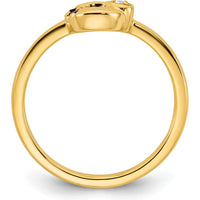 14K Yellow Gold Circle Motif Mother's Ring with Heart Accent, Round Diamond, Ruby, and Sapphire Birthstones by 0