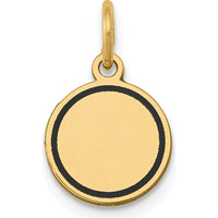 14K Yellow Gold Circular Enamel Disc Charm with Engravable Polished Back - 16.54mm Length by Oro Pregiato