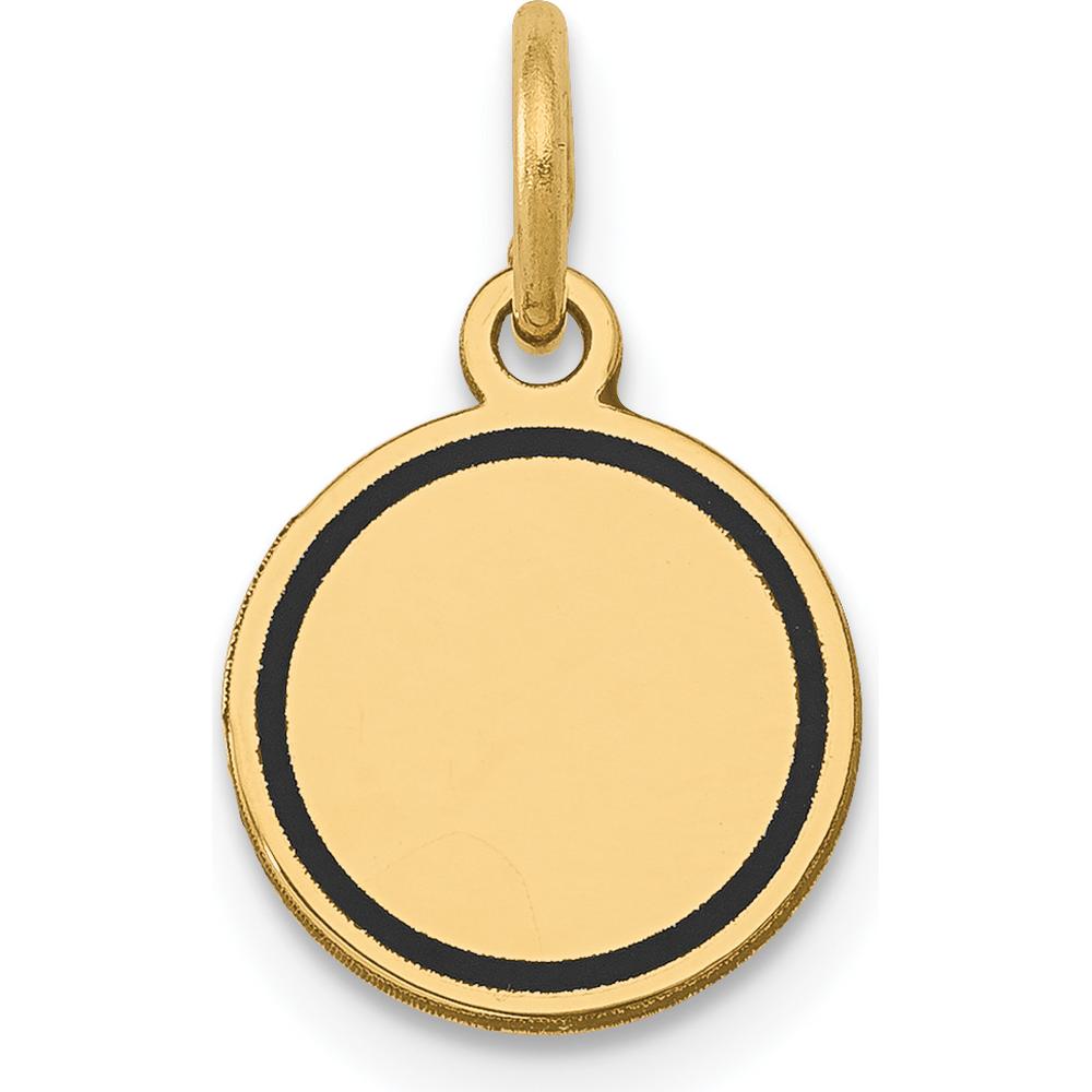 14K Yellow Gold Circular Enamel Disc Charm with Engravable Polished Back - 16.54mm Length by Oro Pregiato
