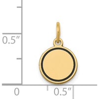 14K Yellow Gold Circular Enamel Disc Charm with Engravable Polished Back - 16.54mm Length by Oro Pregiato