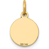 14K Yellow Gold Circular Enamel Disc Charm with Engravable Polished Back - 16.54mm Length by Oro Pregiato