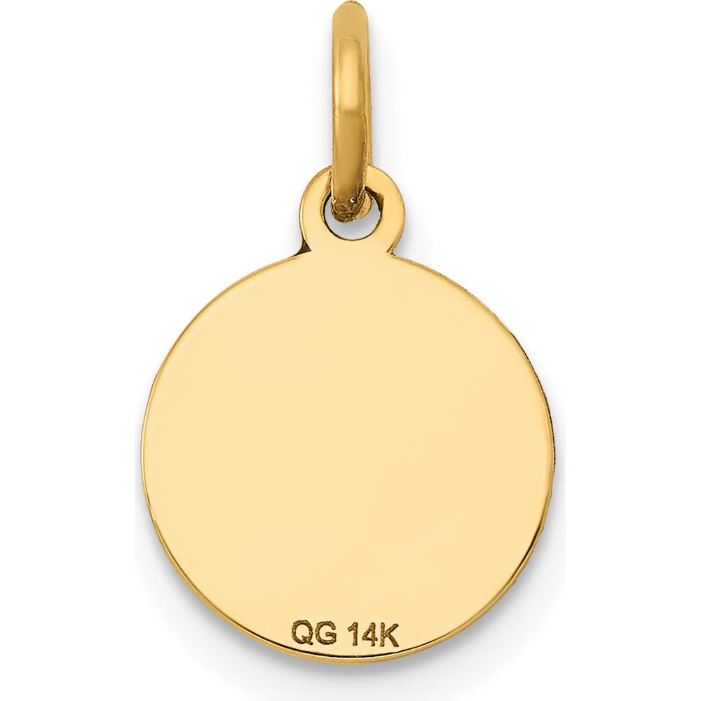14K Yellow Gold Circular Enamel Disc Charm with Engravable Polished Back - 16.54mm Length by Oro Pregiato
