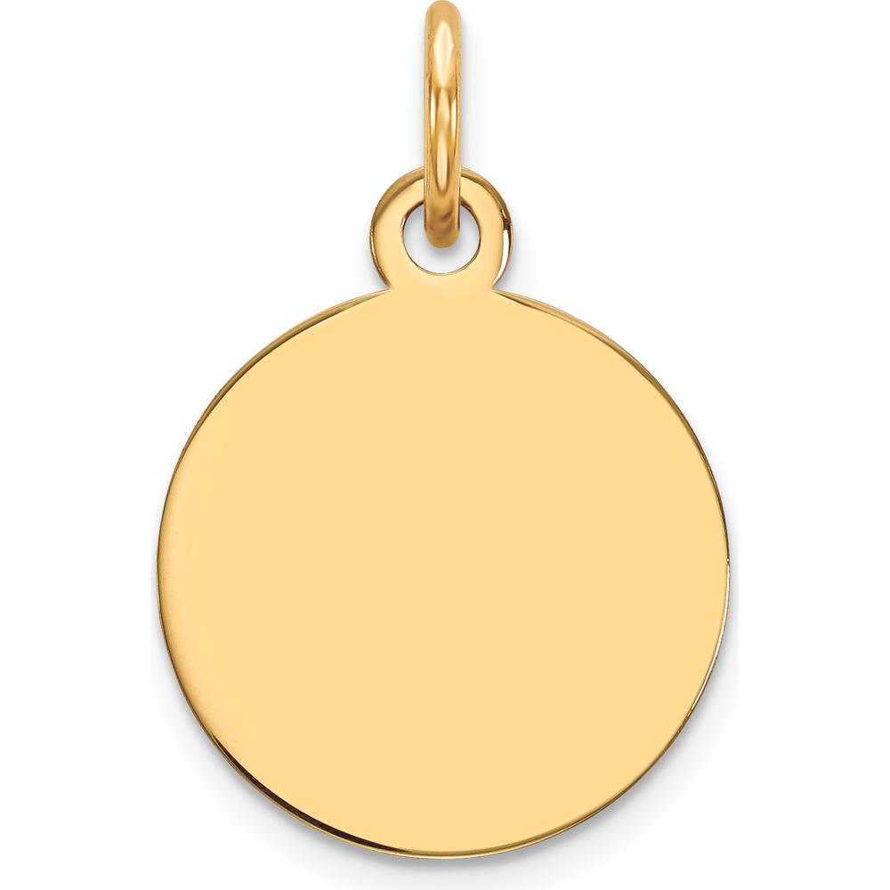 14K Yellow Gold Circular Engravable Disc Charm - Polished Finish 0.018 Gauge by Oro Pregiato