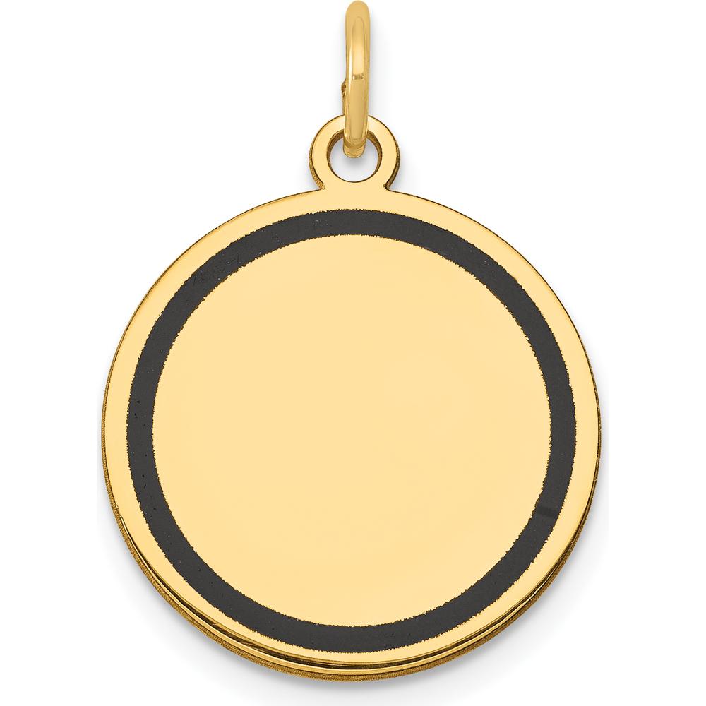 14K Yellow Gold Circular Engravable Disc Charm with Black Enamel Accents by Oro Pregiato