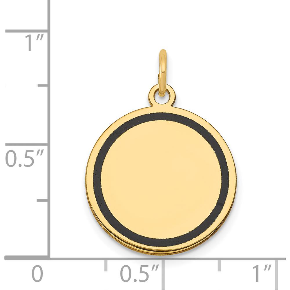 14K Yellow Gold Circular Engravable Disc Charm with Black Enamel Accents by Oro Pregiato
